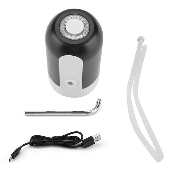 Dispensador de agua embotellada portátil con luz LED y recargable por USB para el hogar y la oficina (negro)