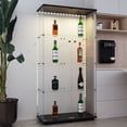 thumbnail image 5 of Stylish Tempered Glass Display Cabinet With Bluetooth LED Light Strip And Lockable Casters For Versatile Storage, 5 of 16