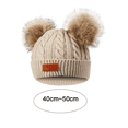 thumbnail image 2 of Gorro para niño pequeño, gorro de punto con pompón doble de invierno de color, 2 of 5