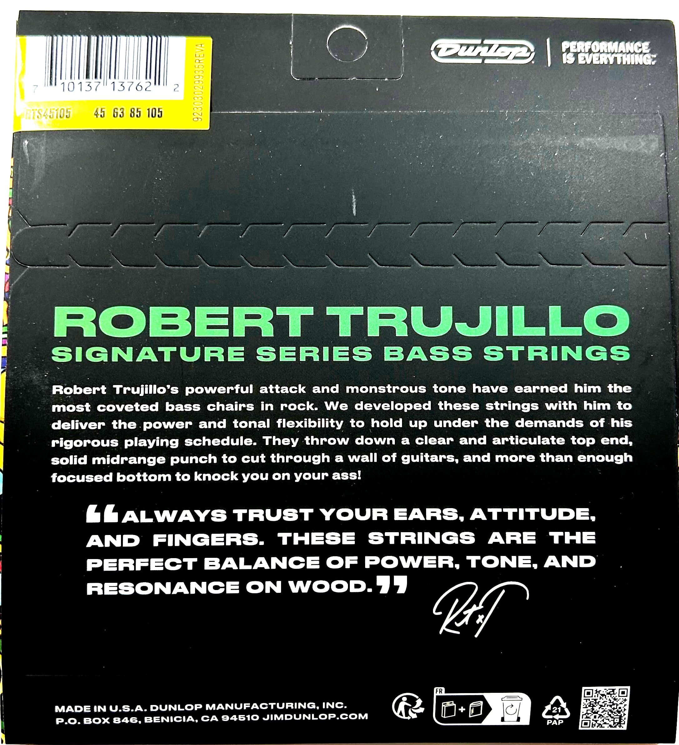 Dunlop Robert Trujillo Stainless Steel 4-String Electric Bass Strings 45 - 105