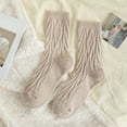 thumbnail image 1 of Women Autumn And Winter Textured Twist Warm Socks Solid Color Home Socks, 1 of 3