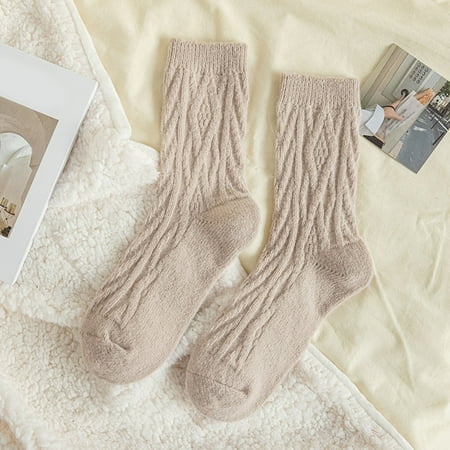 

Socks For Women Autumn And Winter Textured Twist Warm Solid Color Home Womens Socks