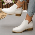 thumbnail image 4 of Chenyee Women's Ankle Boots Faux Suede Leather Blcok Heel Low Top Dress Booties with Back Zipper, 4 of 7