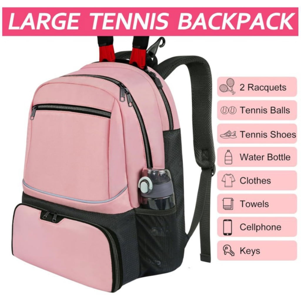 Large Capacity Tennis Racket Backpack with Separate Shoe Pouches Outdoor Sports Tennis Racket Bag