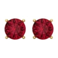 thumbnail image 3 of 4 Ct Round Cut Studs Red Ruby 18K Yellow Solid Solid Gold Everyday Dainty Earrings Screw Back, 3 of 7