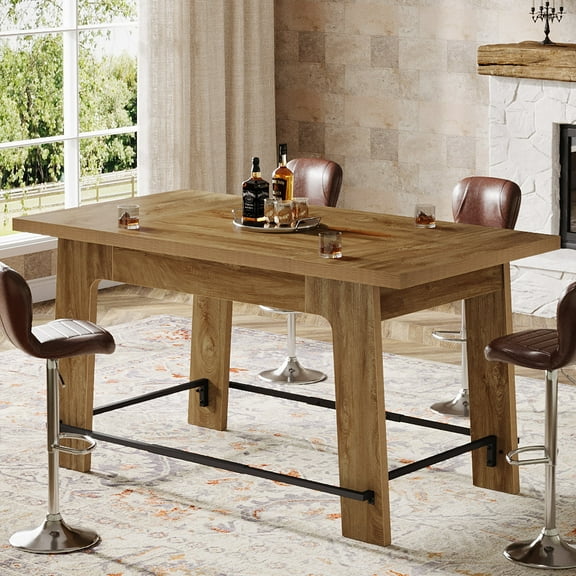 Wisfor Bar Table Rectangle Marble Coffee Table for Home Kitchen Pub ...