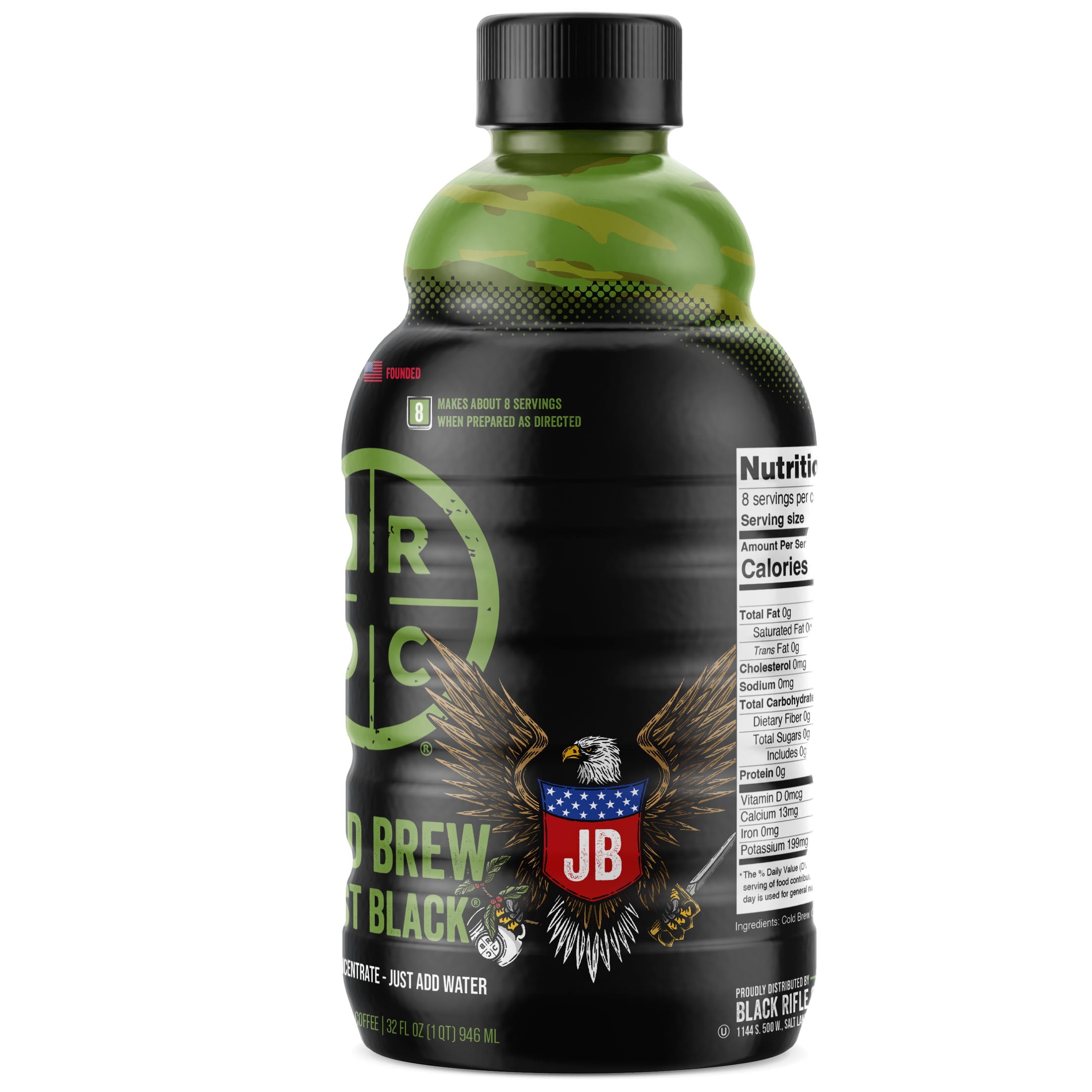 Black Rifle Coffee Company Just Black Cold Brew Iced Coffee Concentrate Drink for Instant Energy, 32 oz