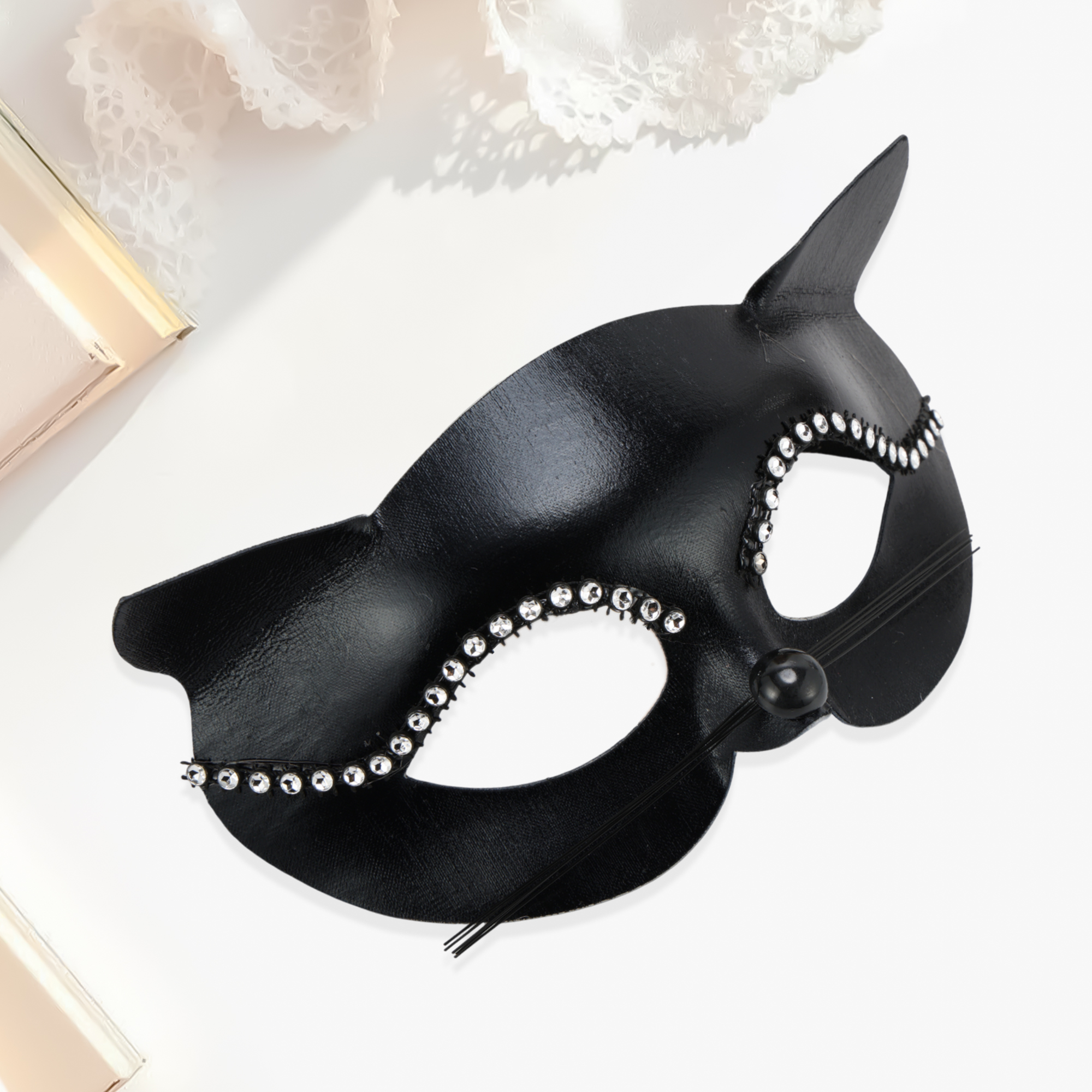 Unique Bargains 1 Pack Cat Party Mask for Themed Events Black Pattern 2