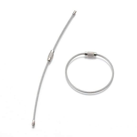 60pc Stainless Steel Wire Keychain Clasps with Plastic Coated Cable Key Ring Loops for Hanging Luggage Tag Keyrings and ID Tag Keepers Clear 152x2mm