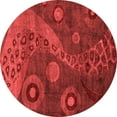 thumbnail image 1 of Ahgly Company Machine Washable Indoor Round Oriental Red Modern Area Rugs, 4' Round, 1 of 4