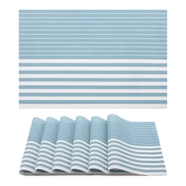 Unique Bargains Set of 6 Wipeable Plastic Placemats for Kitchen Dining Table Sky Blue