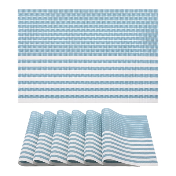 Unique Bargains Set of 6 Wipeable Plastic Placemats for Kitchen Dining Table Sky Blue