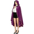 thumbnail image 4 of Halloween Medieval Hooded Cloak, Faux Suede Costume Cape with Gold Trim, Renaissance Cosplay Cloak for Halloween Parties, Masquerade Events and Stage Performances, Vintage Inspired Costume,Purple, 4 of 6