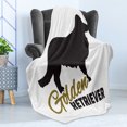 thumbnail image 4 of Golden Retriever Soft Flannel Fleece Blanket, Purebred Dog Black Silhouette with Hand Written Style Inscription, Cozy Plush for Indoor and Outdoor Use, 70" x 90", Sepia Black White, by Ambesonne, 4 of 5