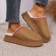 thumbnail image 3 of Zapatillas para calidez en el hogar en otoño e invierno, estilo de pareja de fondo plano antideslizante, zapatillas peludas con puntera sencilla y moderna, 3 of 5