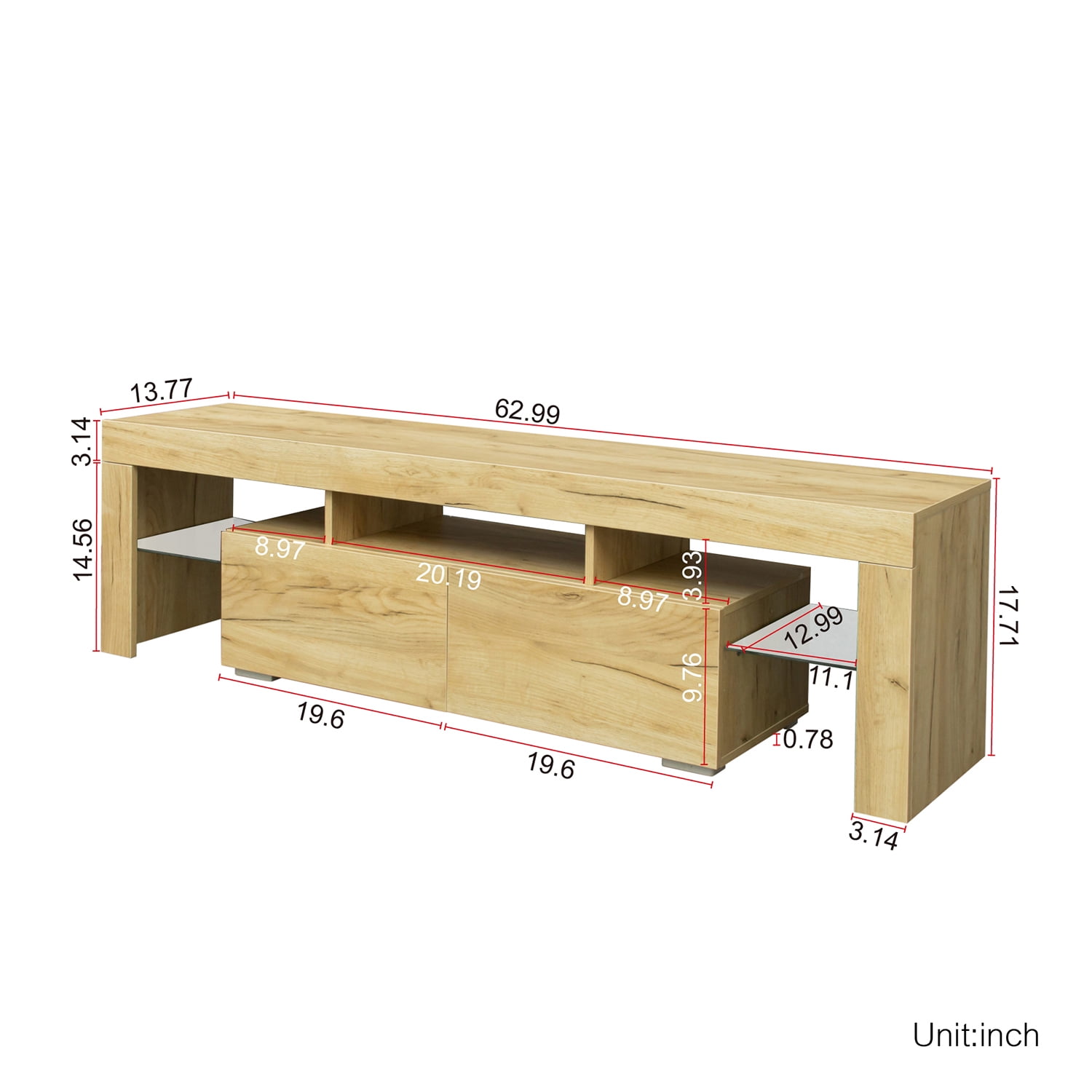 Kepooman Mid-Century TV Stands for Home, LED TV Stand for Living Room, Farmhouse TV Stands for 65 Inch TV for Dining Room, Oak Kepooman Mid-Century TV Stands for Home, LED TV Stand for Living Room, Farmhouse TV Stands for 65 Inch TV for Dining Room, Oak
