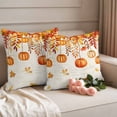 thumbnail image 2 of Pumpkins Fall Outdoor Waterproof Pillow Covers, Thanksgiving Orange Maple Leaf Decorative Square Throw Pillowcase Sofa Cushion Sham for Patio/Couch/Chair, 26"x26" 2 Pack, 2 of 8