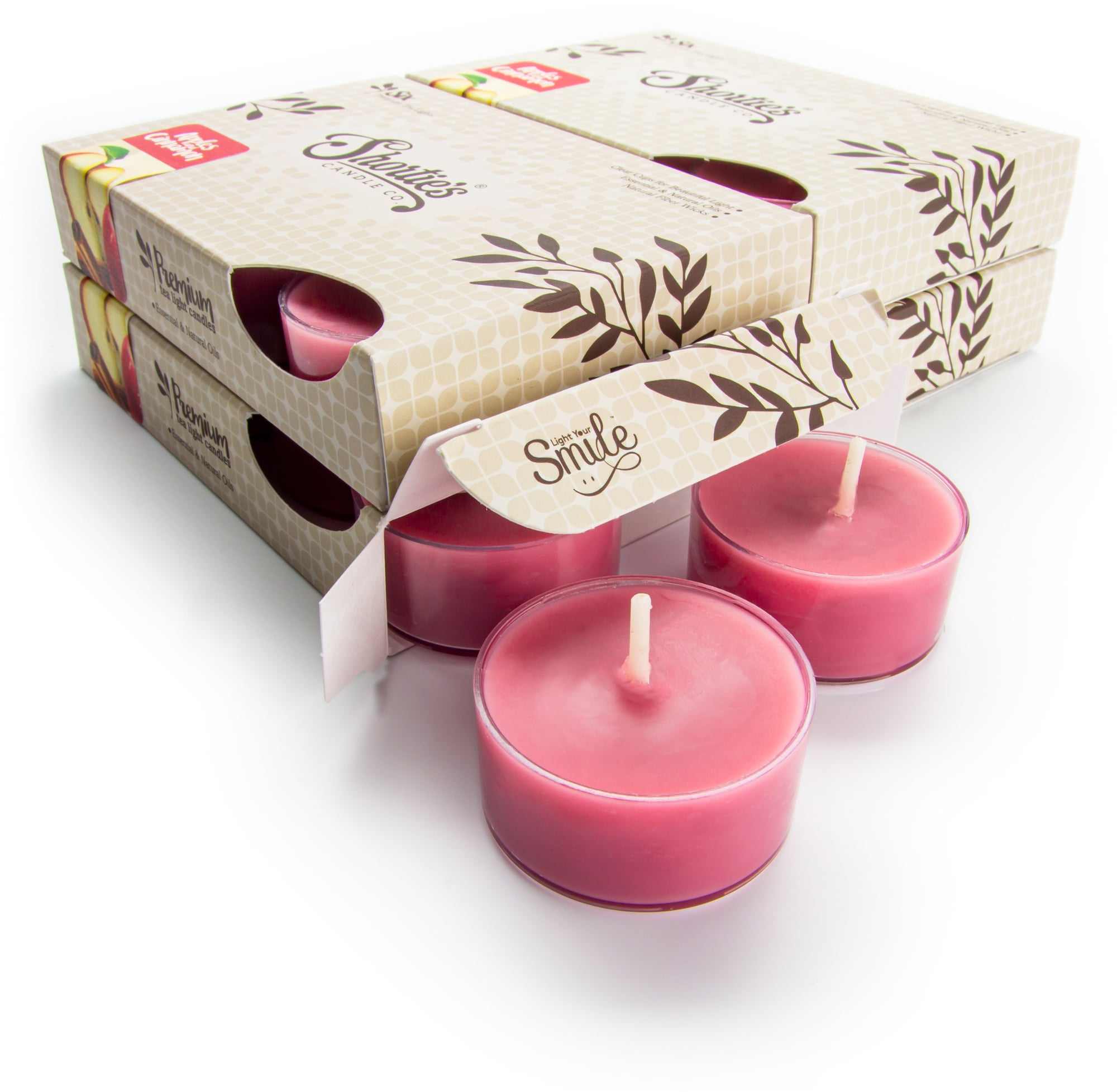 Apples & Cinnamon Tealight Candles Bulk Pack (24 Dark Red Highly