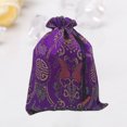 thumbnail image 2 of EeaseCA Silk Drawstring Bag Chinese Style Jewelry Pouch Storage Bag for Wedding Party (Purple, Random Pattern), 2 of 8