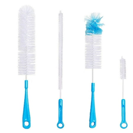 Wire Bottle Brush ANDALUS Bottle Cleaning Brush Set 4-Piece | Easily Wash Long Narrow Neck Bottles Including Tea Kettles, Baby Bottles, Glass Jugs, Hydroflask, Thermos and Straws Blue - 4 Pcs ()