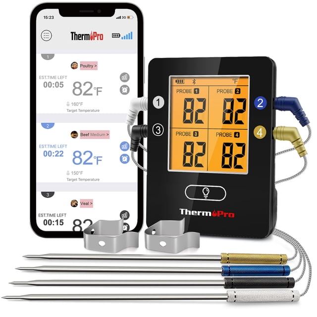 Termómetro de Carne Bluetooth ThermoPro TP25 200 m con 4 Sondas