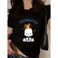 thumbnail image 1 of Pochacco Cute Cartoon Graphic Women's T-Shirt - Soft Polyester Blend, Round Neck, Short Sleeve, Playful Dog Design with Hearts & Stars, Perfect for Spring/Summer Casual Wear, Dog Tshirt tee top, 1 of 7
