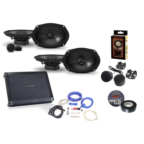 Alpine BBX-F1200 Amp & S2-S69C 6X9 Component & S2-S69 6X9" Speakers & Wiring Kit