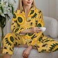 thumbnail image 6 of Honeii Bees and Sunflowers print Women's Pajama Sets Long Sleeve Button Down Sleepwear Nightwear Soft Pjs Lounge Sets-X-Large, 6 of 7