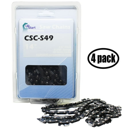 4-Pack 14" Semi Chisel Saw Chain for McCulloch MS1434 Chainsaws - (14 inch, 3/8" Low Profile Pitch, 0.050" Gauge, 49 Drive Links, CSC-S49) - UpStart Components