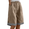 thumbnail image 3 of Shorts for Women with Pockets 100% Cotton Elastic Loose Straight Striped Cuff Half Shorts, 3 of 8