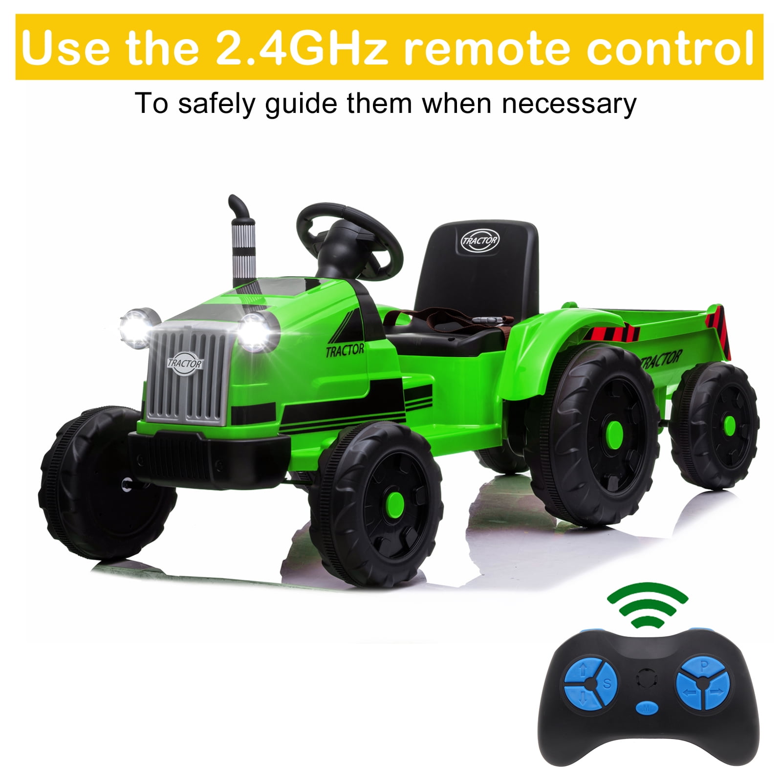Ride on Tractor with Trailer, 12V Battery Power Truck, Electric Ride on ...