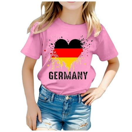 

Children Flag Of Germany Print Short Sleeve Round Neck T Shirt Fashion Trend Bottoming Shirt Tops