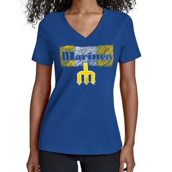 Women's Starter Royal Seattle Mariners Team Color Shading V-Neck T-Shirt