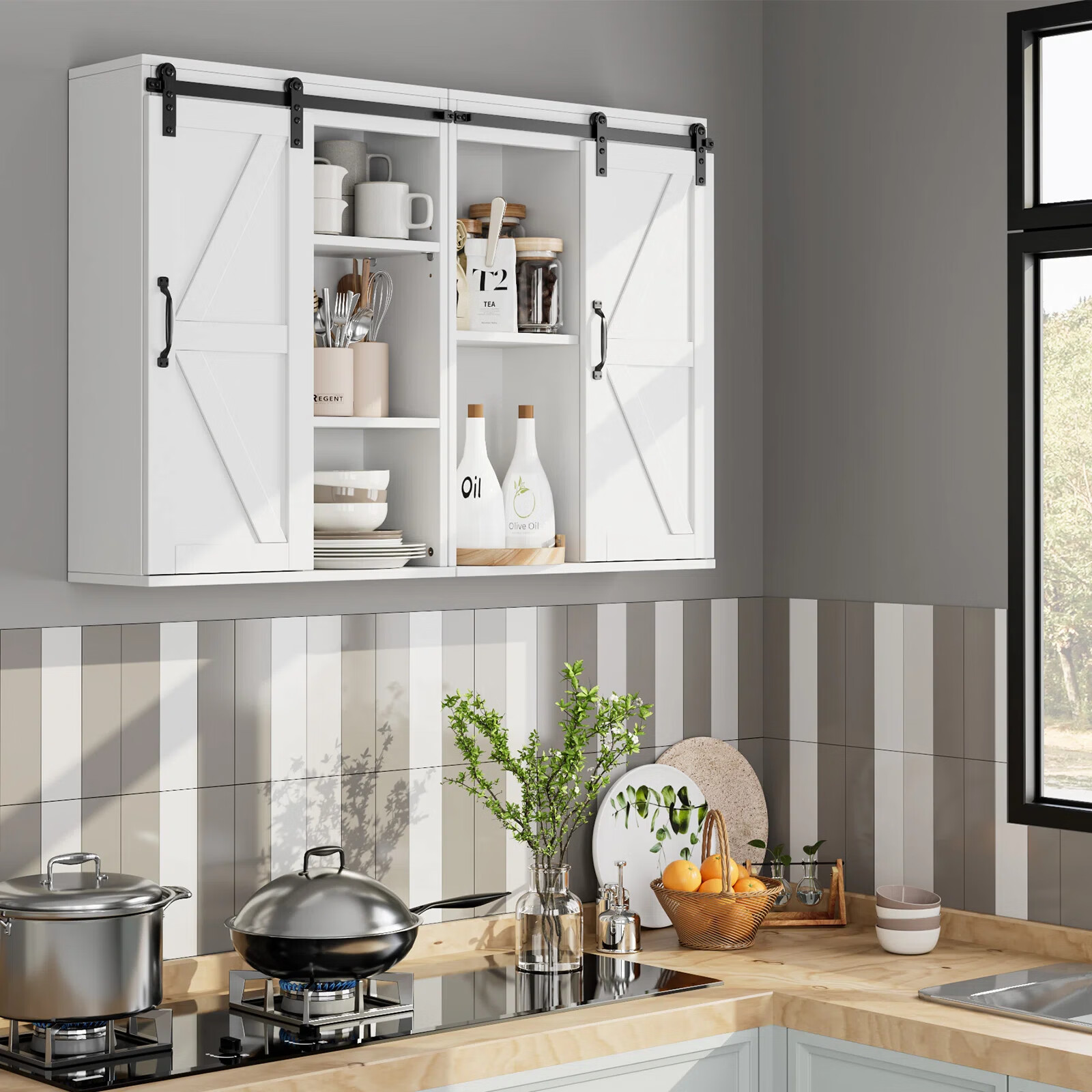 Homecho Kitchen Wall Mount Storage 30", White Color