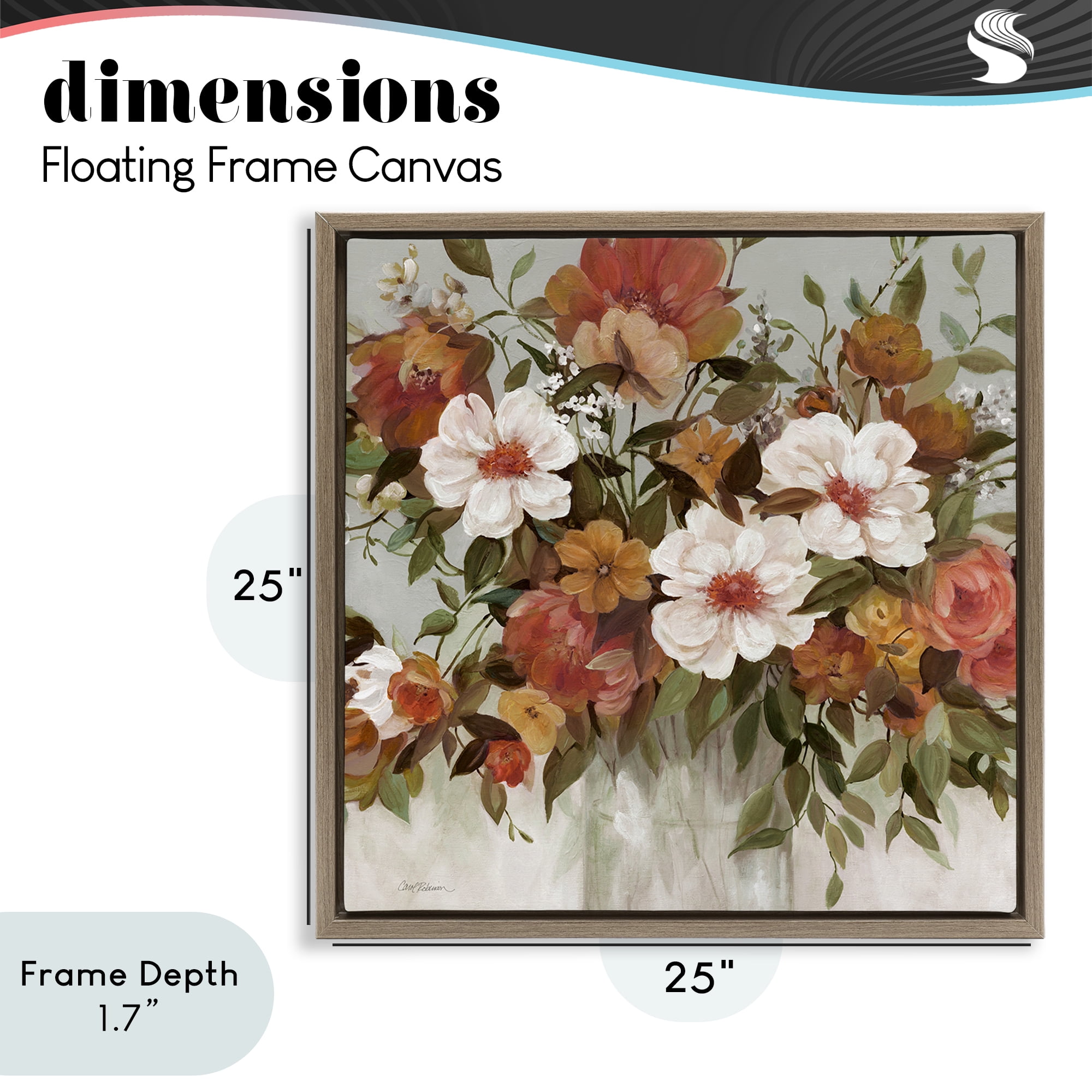 Stupell Industries Muted Vibe Bouquet Brown Framed Floater Canvas Wall Art, design by Carol Robinson