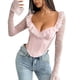 thumbnail image 2 of Camisola moldeadora de cintura con lazo sin espalda informal de encaje para mujer, top de poliéster, 2 of 4