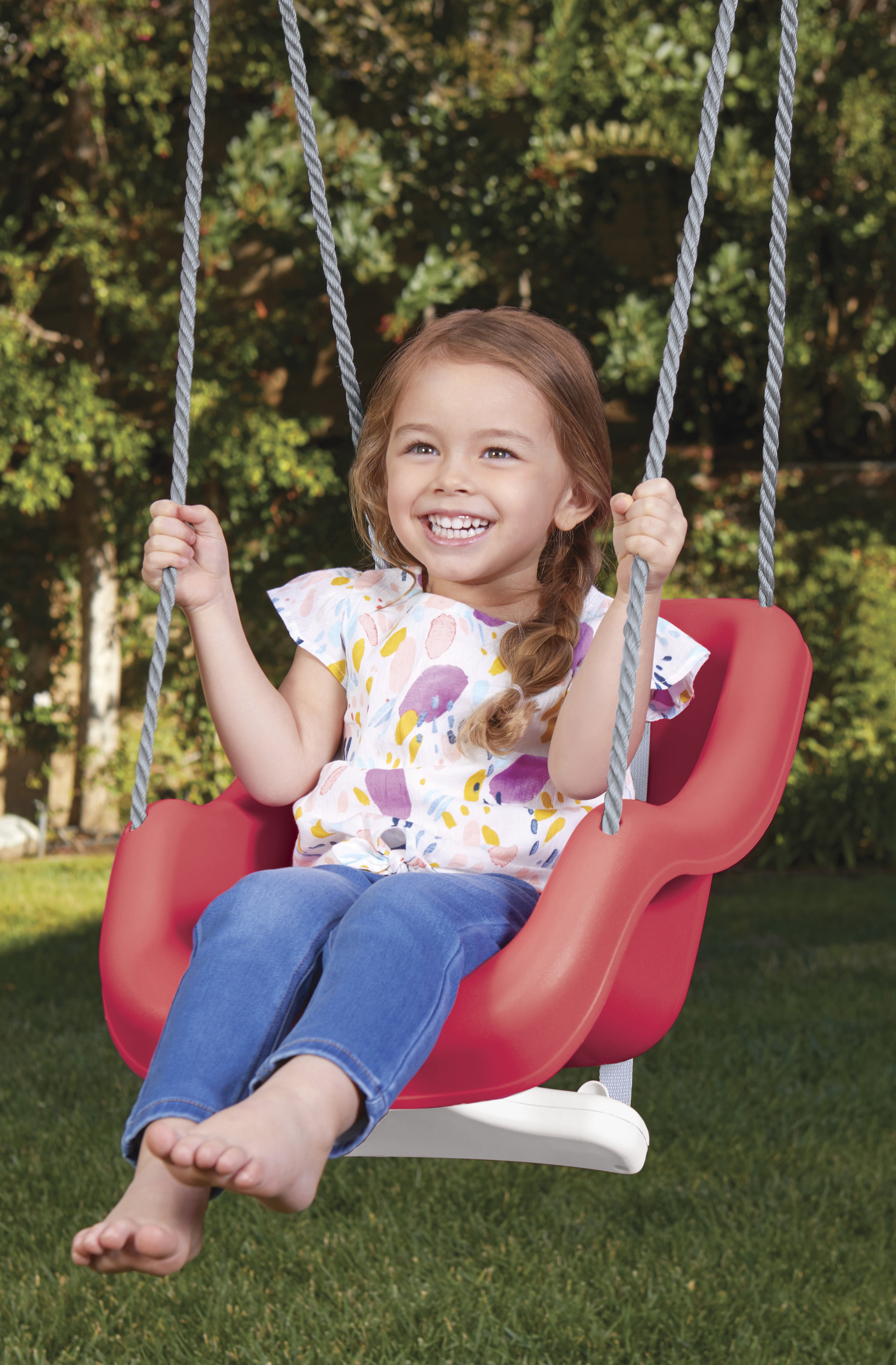 Little Tikes 2-in-1 Snug 'n Secure T Bar Swing- Red, Baby and Toddlers Ages 9 Months - 4 Years