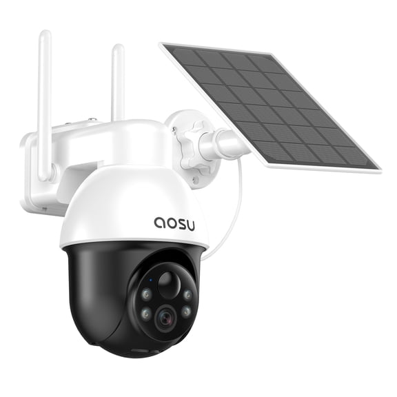 aosu 2K QHD 3.0-MP Wi-Fi Outdoor AI-Smart Solar Security Camera with Panoramic PTZ, Auto-Tracking, and 2-Way Talk, C9L2BA11, C9L2BA11