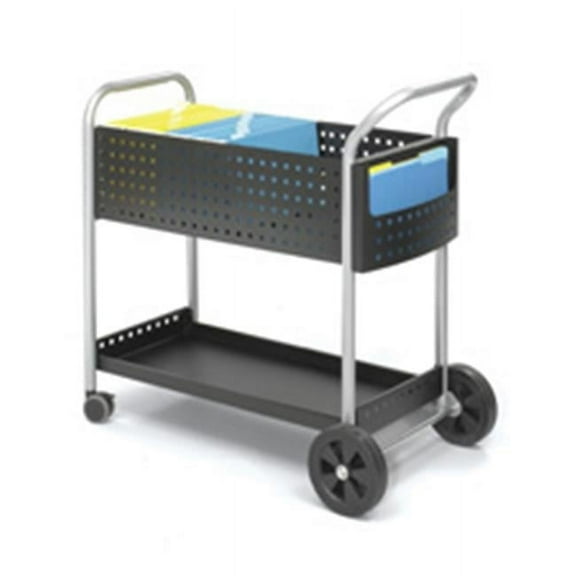 Mail Cart- w- Side Pocket- 22-.50in.x27-.50in.x40-.75in.- Steel-Black