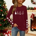 thumbnail image 3 of Christmas Tree Shirt Women Christmas Embroidered Trees Long Sleeve Shirts Gift Xmas Graphic Tee Tops, 3 of 7
