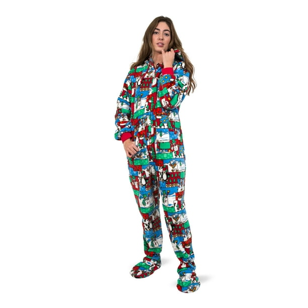 Ugly Christmas Sweater One Piece Sleeper Footed Pajamas with Rear Flap Size
