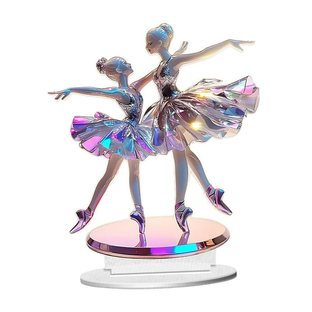 2d doble bailarinas decoración ballet letrero de la mesa de la mesa del centro del centro de la mesa decoración acrílica para la oficina del estante Vistoso