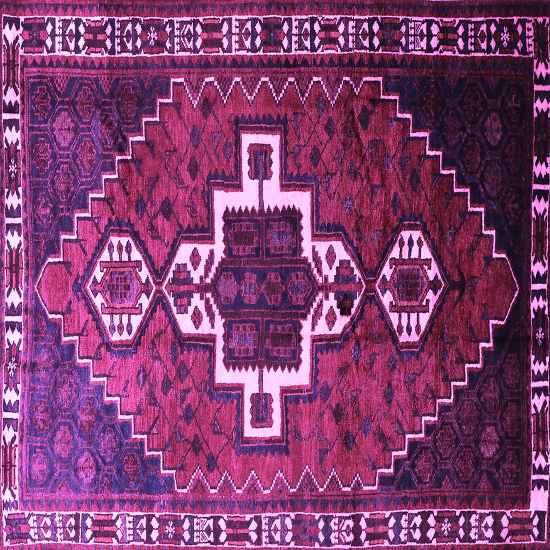 Ahgly Company Indoor Square Persian Purple Traditional Area Rugs, 6 ...