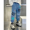 thumbnail image 3 of Rolanko Boys Baggy Jeans Elastic Straight Fit Stretch Denim Pants Loose Waist Everyday kids for 4-16, 3 of 5