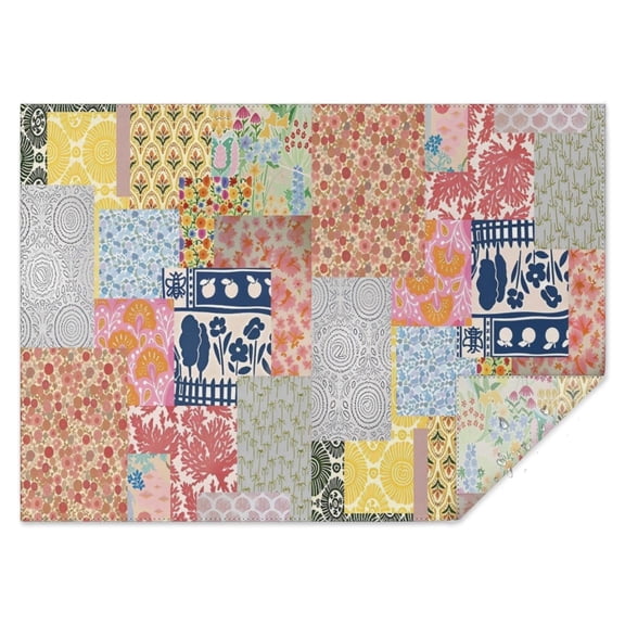 Pioneer Flower Floral Print Pattern Rectangle Tablecloth 60"x84",Waterproof Polyester Rectangle Table Cloth, Wipeable Spillproof Polyester Tablecloth for Dining, Camping, Indoor and Outdoor