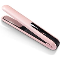 Cordless Hair Straightener and Curler 2 in 1, Portable Flat Iron for Hair, Fast Heating Flat Iron, Adjustable Temperature, Type-C Rechargeable, Mini for Travel(Pink)