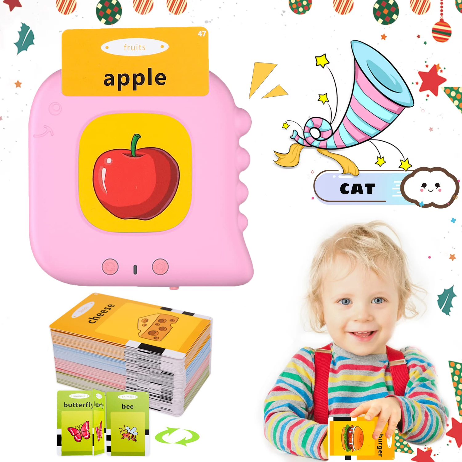 Oenbopo Talking Flash Cards Learning Toys for 24 Year, 112 Talking