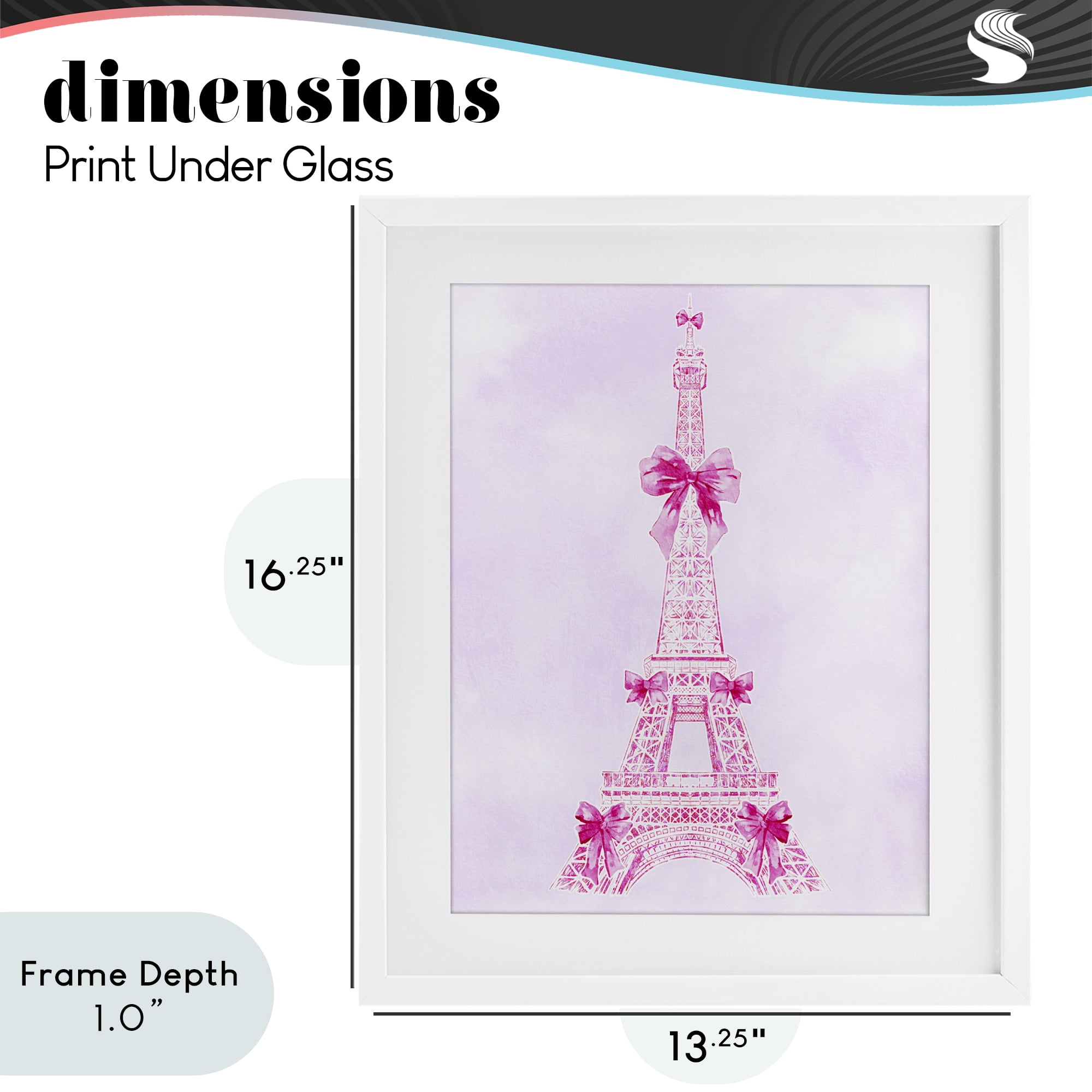 Stupell Industries Ribbon Bedecked Eiffel Tower White Framed Print Under Glass, design by Ziwei Li