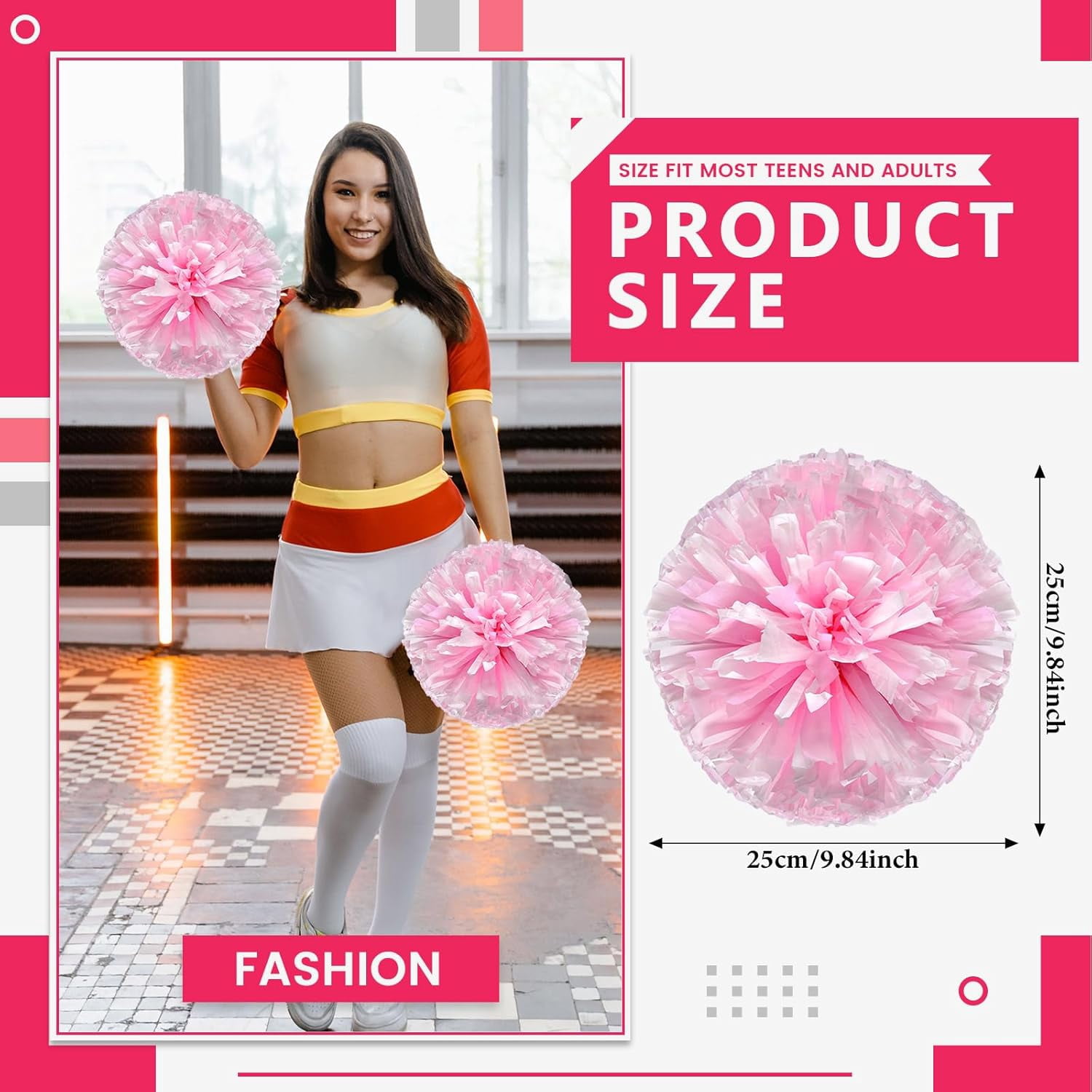 8 Pack Cheerleading pom poms,Cheer pom poms Sports Dance Cheer Plastic Pom Poms Cheerleading for Sports Team Spirit Cheering (Blue+Pink+White)