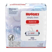 Huggies Simply Clean Unscented Wipes, 3 Flip-Top Packs, 192 Total Count